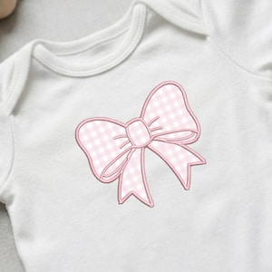 Coquette Bow Applique Embroidery Design, Chunky Ribbon Bow Embroidery File, Baby Girl Applique PES Pattern 10 Sizes
