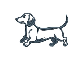 Dachshund embroidery design - 5 sizes cute mini dachshund running simple minimalist outline design of a wiener dog for pet parent