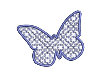 Butterfly lace applique embroidery design - 9 sizes silhouette butterfly shape spring animal pattern with lace stitch fill applique effect