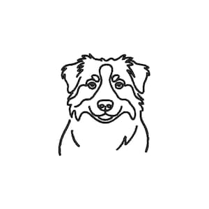 Aussie embroidery file - 3 sizes line art australian shepherd outline minimalist stitch design pattern for 5x7 hoop pes file for dog lover