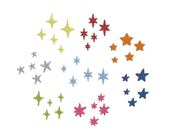 Stars bundle embroidery file - small star embroidery designs pack sparkle star embroidery bundle shiny star embroidery files