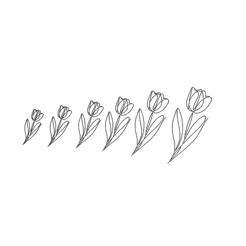 Tulip Embroidery Design - Line Art Minimalist Floral Spring Delicate ...