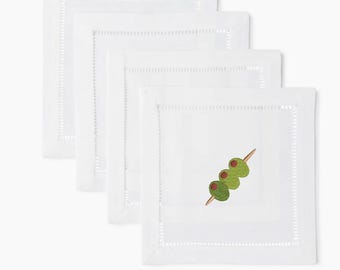 Oliven-Stickereimuster – lustige Serviette für Cocktailpartys