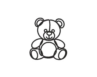 Teddy Bear Embroidery Design, Cute Bear Line Art Embroidery File, Minimalist Baby Bear Outline, Nursery Embroidery PES Machine Design