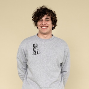 Gyllene klotter broderidesign - 5 storlekar pes fil kontur monokromatisk bedårande pudel labradoodle husdjur hundälskare handritad linjekonst bild 6