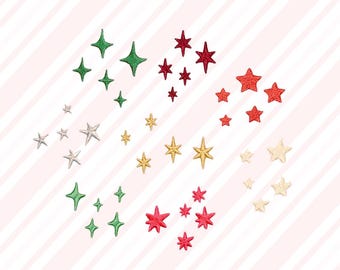 Sparkle Star Embroidery Bundle, Holiday Mini Star Embroidery Designs, Christmas Magic Sparkle PES Files, 8 Designs 5 Sizes