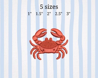 Crab Embroidery Design, Coastal Summer Embroidery File, Nautical Beach Decor, Mediterranean East Coast PES Machine Embroidery