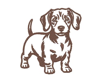 Dachshund dog outline embroidery design - 4 sizes file monochromatic dachshund wiener dog lover
