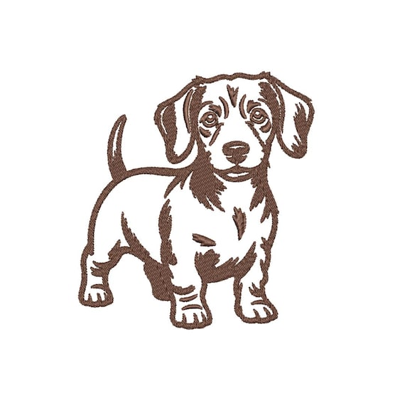Dachshund dog outline embroidery design - 4 sizes file monochromatic teckel wiener dog lover