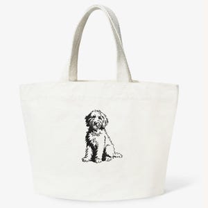 Gyllene klotter broderidesign - 5 storlekar pes fil kontur monokromatisk bedårande pudel labradoodle husdjur hundälskare handritad linjekonst bild 5