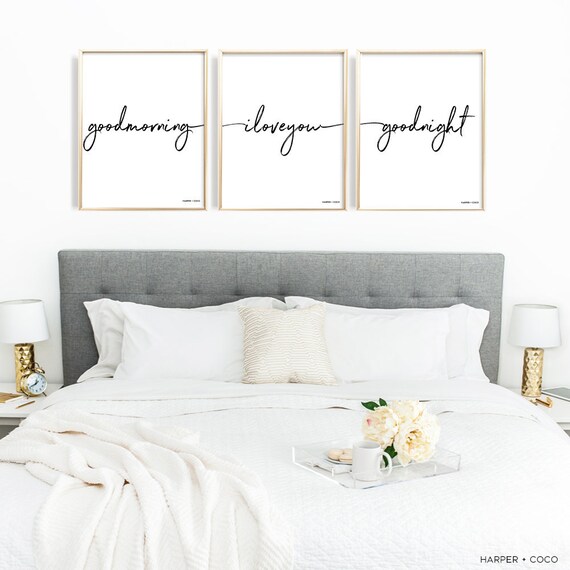 Set Of 3 Quote Print Good Morning I Love You Good Night Etsy