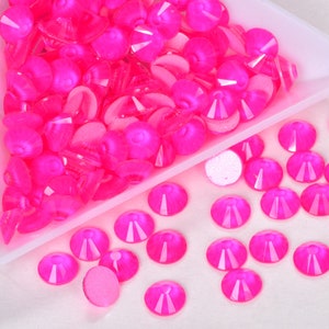Neon Pink Flatback Crystal High Grade Glass Non-Hotfix Nail Art Rhinestones Faceted Gem DIY Craft Bling ss5 - ss16 Pack of 100