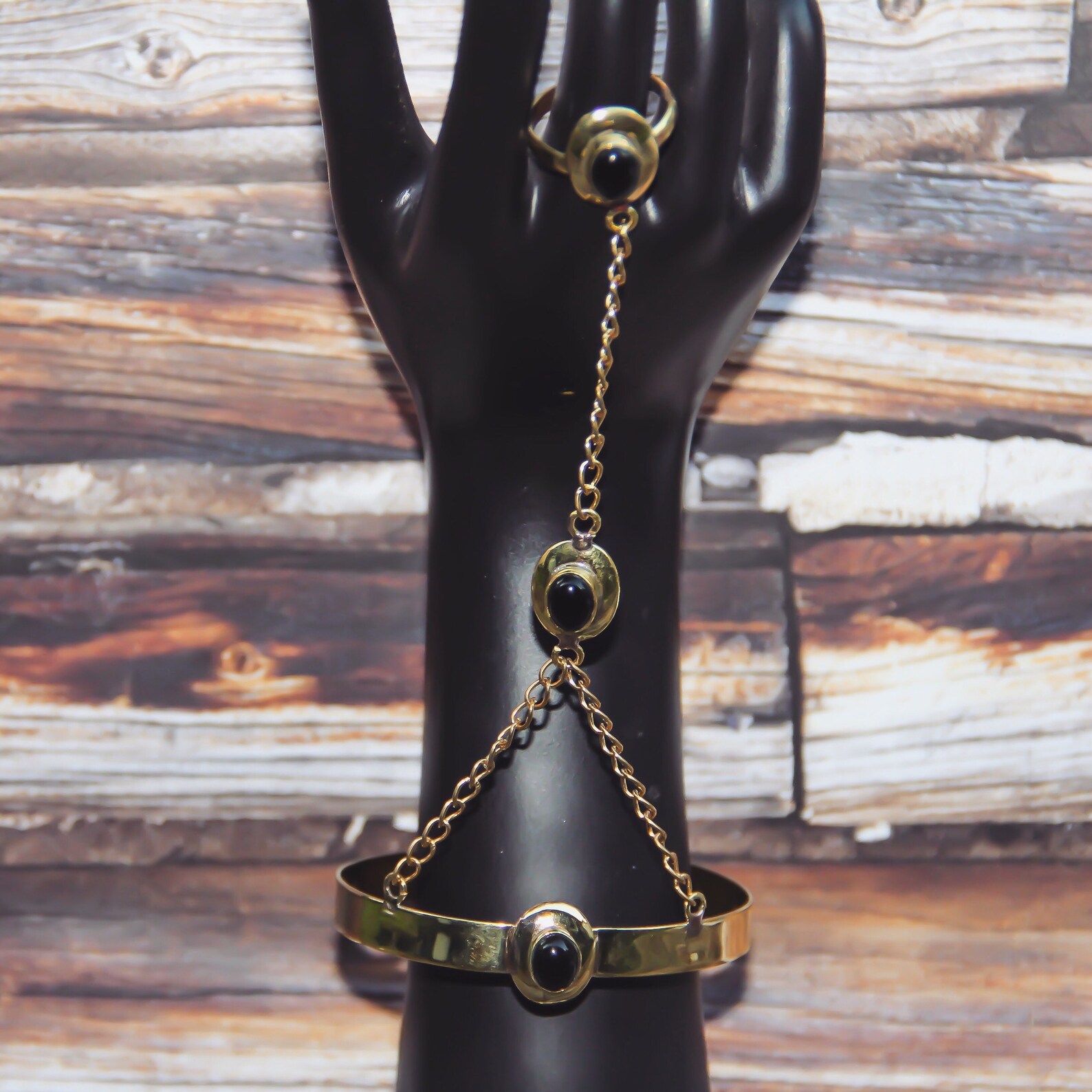 Elegant Cuff Bracelet With Attached Ring Etsy UK