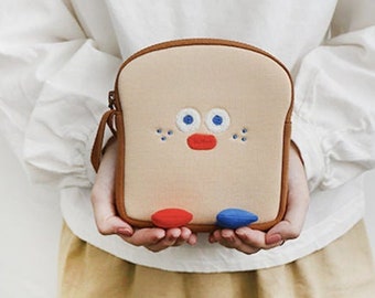 Daily Pouch, Toast Pouch / 3 colors, Cute Pouch, Small Pouch, Make-up pouch