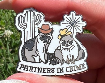 Raccoons in Cowboy Hats Enamel Pin | Partners in Crime Pin, Trash Panda Pin