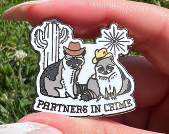 Raccoons in Cowboy Hats Enamel Pin | Partners in Crime