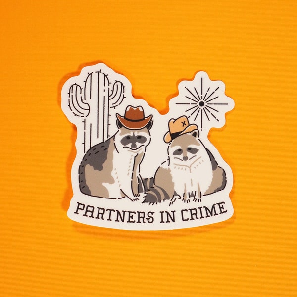 Raccoons in Cowboy Hats Sticker | Partners in Crime Decal