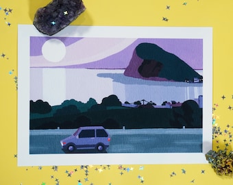 Beach City Art Print | Dondai Supremo, Car, Sunset, Drive | 5x7" or 8x10"