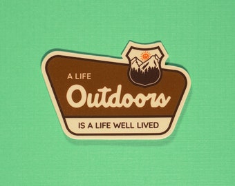 Outdoors Vinyl Sticker | Wanderlust Adventure Decal, Weatherproof