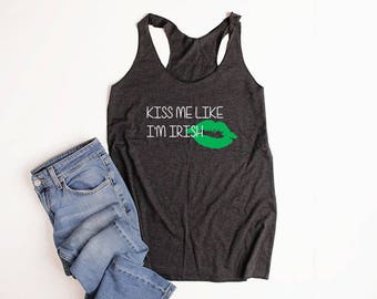 St Patricks Day Tank Top Womens St Patricks Day Shirt Women Kiss Me Shirt St Patricks Day Party Shirt St Pattys Tank Top Irish Tank Top Lips