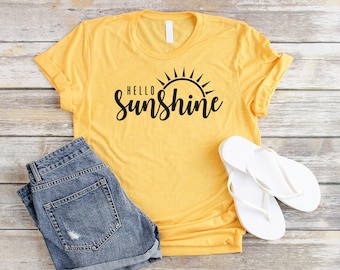 Sun Shirt Hello Sunshine Shirt Unisex Hello Shirt Graphic Tees for Women Summer Shirts Women Nature Shirt Women Camping Shirts for Women