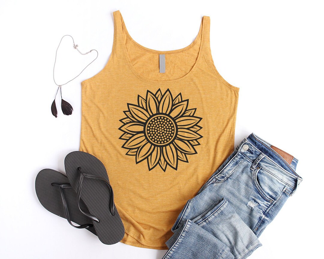 Sunflower Tank Top Women Boho Tank Tops for Women Botanical - Etsy