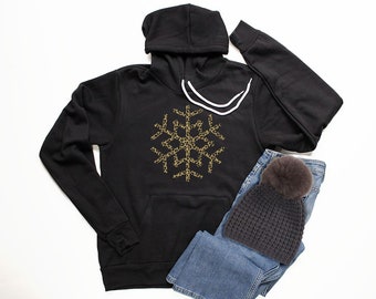 Leopard Print Snowflake Hoodie Buffalo Plaid Snowflake Sweatshirt Unisex Winter Hoodie for Women Red Black Buffalo Plaid White