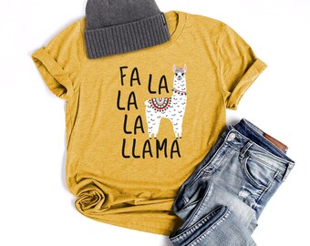 Fa La La La Llama Christmas Shirt Unisex Funny Christmas Shirt for Women Christmas Llama Shirt Holiday Shirts Llama Christmas Gift