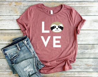 Love Sloth Shirt for Women Sloth Valentine T shirt Sloth Lovers Shirt Funny Sloth Shirt Cute Shirts for Teen Cute Sloth Gifts