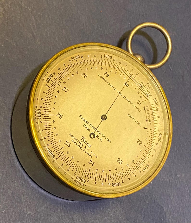 Antique Surveying Mountain Altimeter Barometer Made by Tycos for Eugene ...