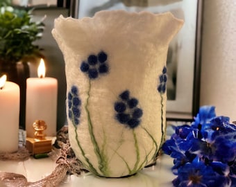 Lantern felted blue grape hyacinths