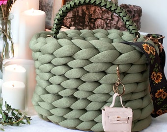 Sac grosse maille vert clair poire