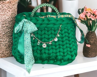 Sac en tricot épais fil épais vert