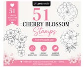 51 Cherry Blossom Procreate Stamps  (Digital Download)