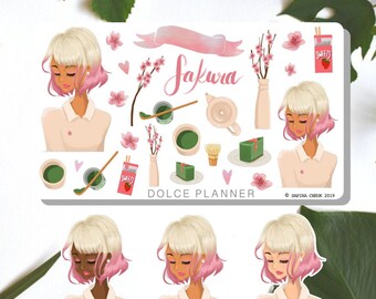 Sakura, Cherry Blossom, Spring Time, Flower, Bontanical, Girl Planner and Journal Stickers