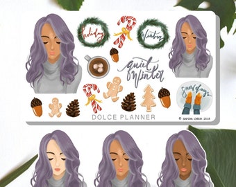 Quite Winter, Snow, Holidays, Girl Planner and Journal Stickers