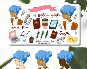 Office Girl, Desk Work, Desk Job, 9 to 5 Planner and Journal Stickers