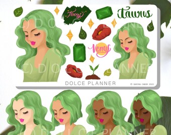 Taurus Zodiac Astrology Planner and Journal Stickers