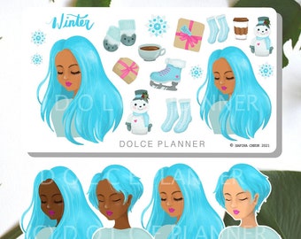 Winter Character, People, Holidays, Snow Planner and Journal Stickers