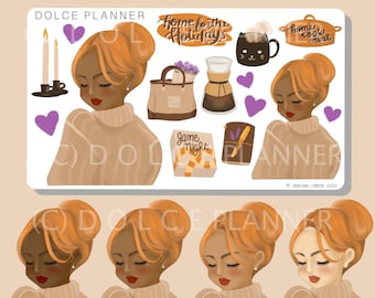 Home for the Holidays, Fall, Thanksgiving, Winter, Christmas Planner and Journal Stickers