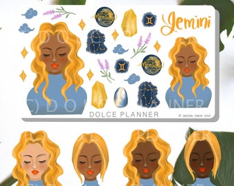 Gemini Zodiac Astrology Planner and Journal Stickers