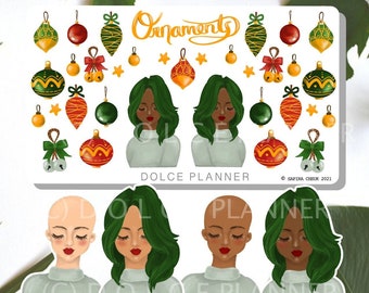 Ornaments, Christmas Tree, Winter Holiday, Winter Celebrations, Character, Girl Planner and Journal Stickers