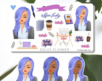 Office Lady, Desk Work, Desk Job, 9 to 5 Planner and Journal Stickers