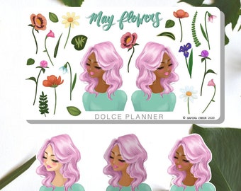 May Flower, Spring Time, Plants, Botanical Planner and Journal Stickers