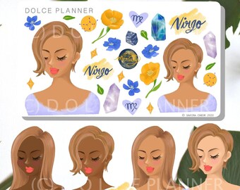 Virgo Zodiac Astrology Planner and Journal Stickers