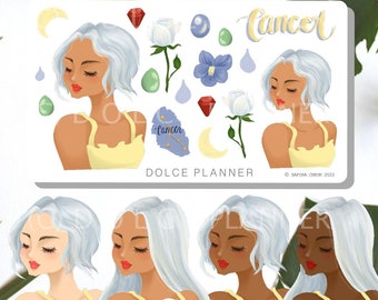 Cancer Zodiac Astrology Planner and Journal Stickers