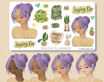 Saying No, Setting Boundaries, People, Girl Planner and Journal Stickers