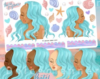 Pastel Seashells, Summer, Beach Planner and Journal Stickers