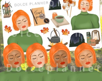 Camping in the Fall, Hiking, Outdoors, Nature Time Planner and Journal Stickers