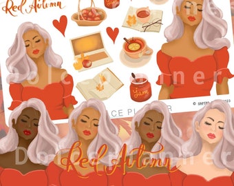 Red Autumn, Fall, Apple Picking Planner and Journal Stickers